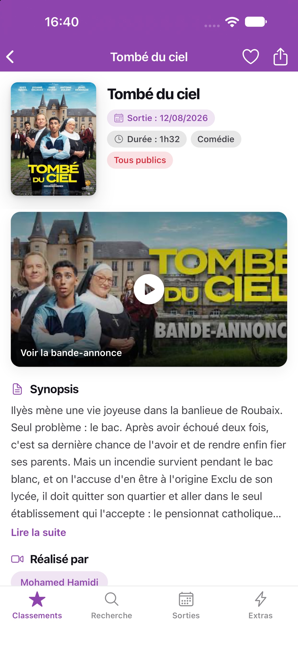 La fiche d'un film
